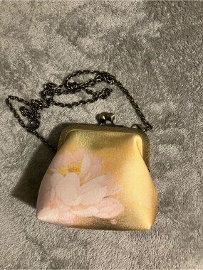 Silk Crossbody Pink and Yellow Floral Coin Purse